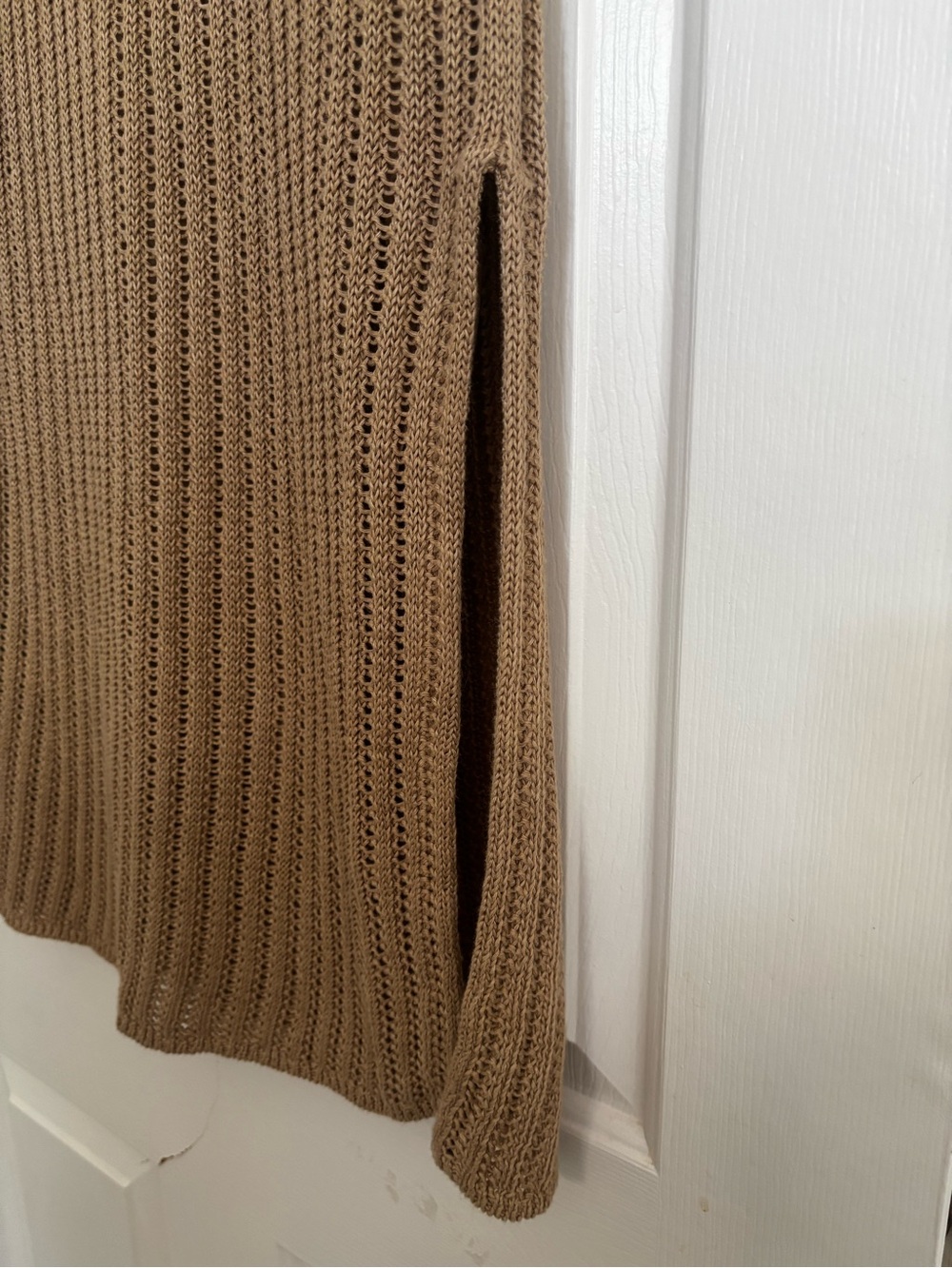 Lauren Ralph Lauren Camel Brown Ribbed Knit Midi Skirt with Side Slit - Picture 2 of 4